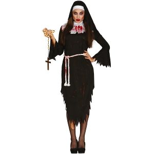 Ladies Zombie Nun Fancy Dress Costume