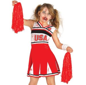 Childs Halloween Zombie Cheerleader Costume