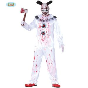 Mens Halloween White Killer Clown Costume
