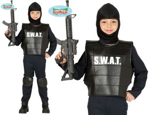 Childs SWAT Police Fancy Dress Costume