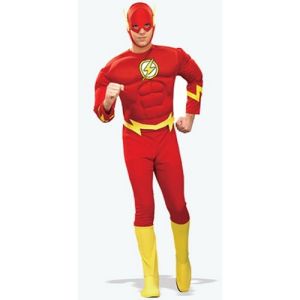 Mens Superhero Fancy Dress The Flash Costume 