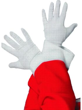 Christmas Fancy Dress Santa Claus Gloves - White