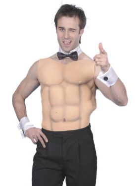 Mens Fancy Dress Muscle Chest & Abs Panel