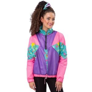 Adult 80s Pink Windbreaker Fancy Dress Jacket