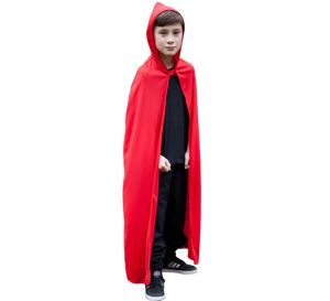 Childrens Hooded Fabric Cape - Red