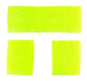 Neon Yellow Sweatbands & headband set