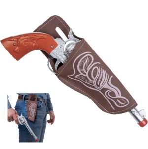 Cowboy gun and holster in brown/silver