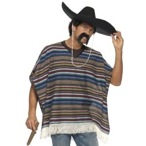 Mexican Fancy Dress Authentic Look Poncho - One Size