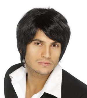 Mens Boy Band Fancy Dress Wig - Black