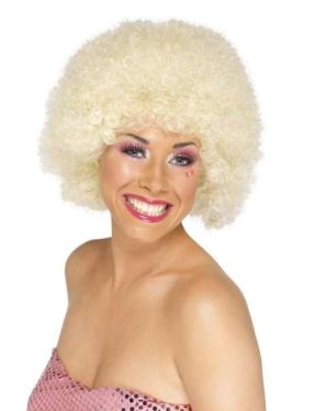 Unisex 70s Funky Afro Fancy Dress Wig - Blonde