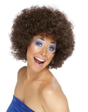 Unisex Funky 1970s Brown Afro Fancy Dress Wig