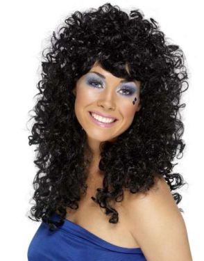 80s Fancy Dress - Boogie Babe Wig - Black