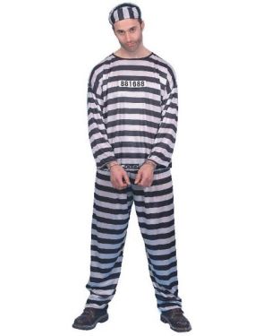 Mens Fancy Dress Prisoner Convict Costume 