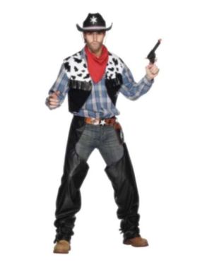 Mens Cowboy Fancy Dress Costume - Black 