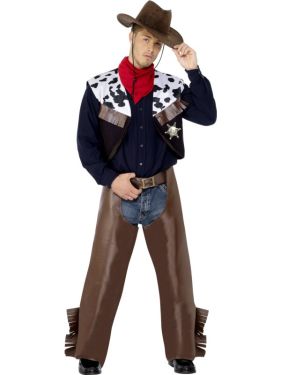 Cowboy Fancy Dress Costume - Brown - Medium