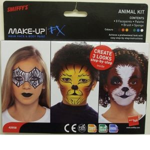 Smiffys FX Animal Face Paint Make Up Kit - 8 Colours