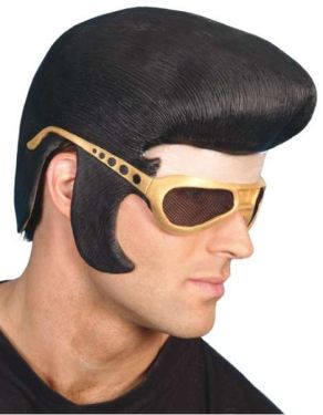 Mens Elvis 50s Fancy Dress Rubber Headpiece & Glasses