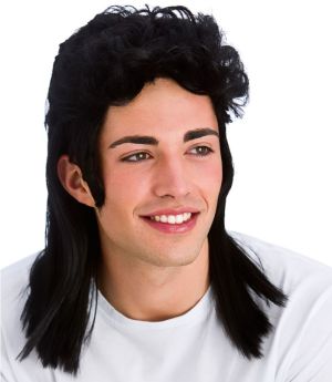 80s Mullet Fancy Dress Wig - Black