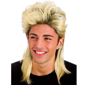 80s Mullet Fancy Dress Wig - Blonde with roots