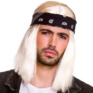 90s Rockstar Fancy Dress Wig & Bandana