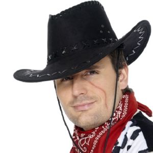 Cowboy Fancy Dress Suede Look Hat - Black