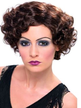 Ladies 20s Flirty Flapper Fancy Dress Wig - Brown