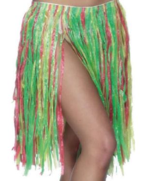 Hawaiian Grass Skirt Fancy Dress - Red/Yellow/Green