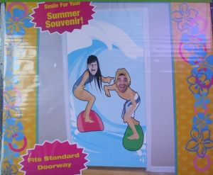 Hawaiian Party Door Photo Scene Setter - Surf Couple