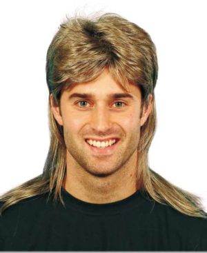 80s Fancy Dress - Jason Mullet Wig - Brown/Blonde