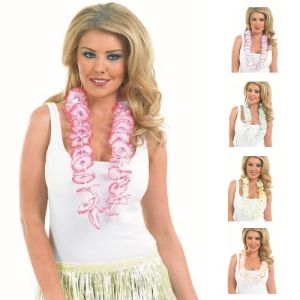 Hawaiian Fancy Dress Lei Garland - White with Colours