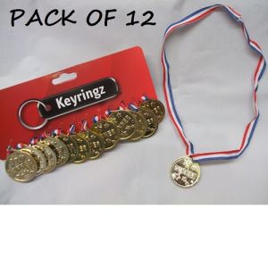 Fancy Dress Gold Coloured Medals - Pack of 12 