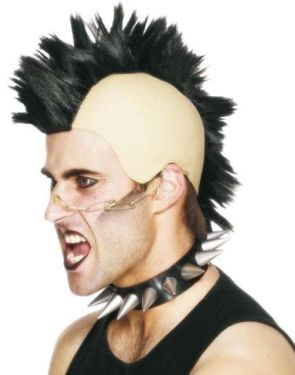 80s Mohican Punk Fancy Dress Headpiece & Wig