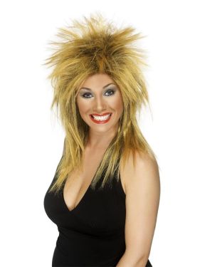 80s Rock Diva Fancy Dress Wig Ginger/Black