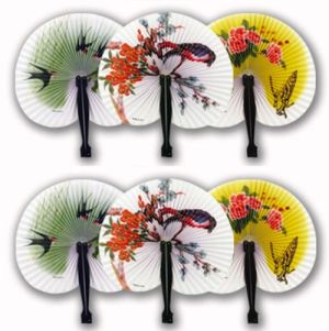 Pack of 12 Chinese Paper Hand Fans - Assorted