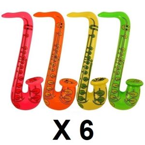 Pack of 6 Inflatable Fancy Dress Saxophones