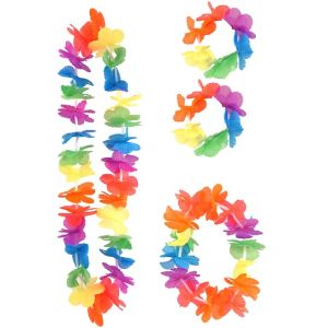 Hawaiian Lei Garland Neon 4 Piece Set 