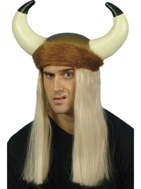 Deluxe Viking Helmet with Horns & Hair