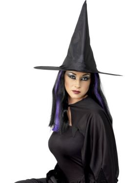 Halloween Fancy Dress Witches Hat in Shiny Fabric