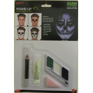 Smiffys Glow in the Dark Fancy Dress Skeleton Face Paint Kit