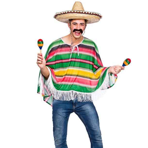 Adult Gren Mexican Fancy Dress Poncho at Doodys Fancy Dress