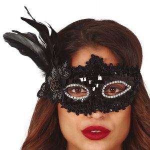 Masquerade Mask with Feather trim