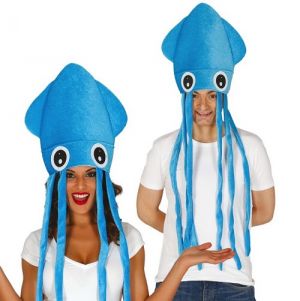 Blue Sea Creature Squid Hat with tentacles