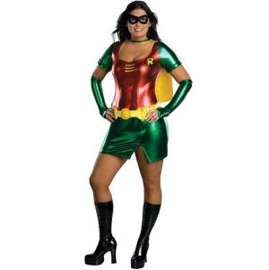 Superhero Fancy Dress Sexy Robin Costume with Cape - Plus Size 14-16