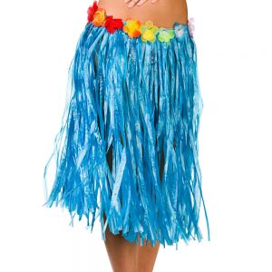 Hawaiian Hula Skirt Fancy Dress - Blue