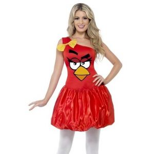 Ladies Licensed Angry Birds Fancy Dress Costume - Red - S & M