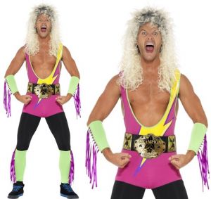 Mens 80s Retro Wrestler Costume