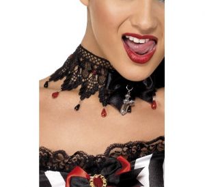 Gothic Vampire Ribbon & Lace Necklace