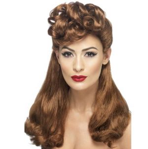 Ladies 40s Vintage Pin Up Girl Fancy Dress Wig - Auburn