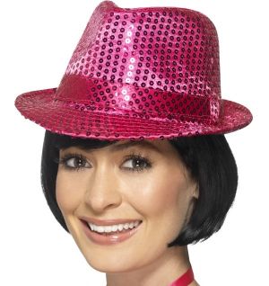 Adult Sequin Trilby Hat - Pink