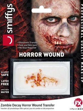 Halloween 3D Horror Wound Transfer Zombie Decay Make Up by Smiffys